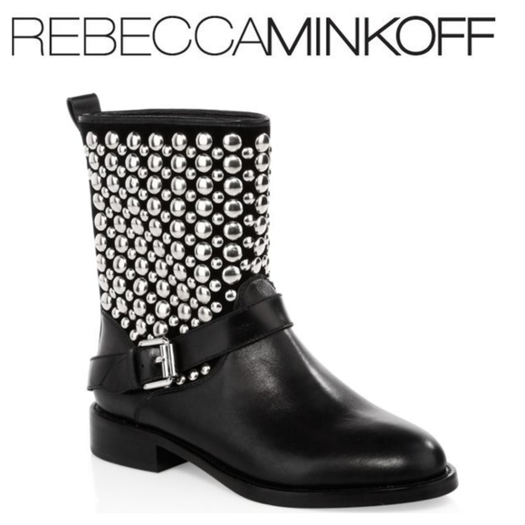 Rebecca Minkoff Shoes - Rebecca Minkoff Saida Studded Leather Moto Boots